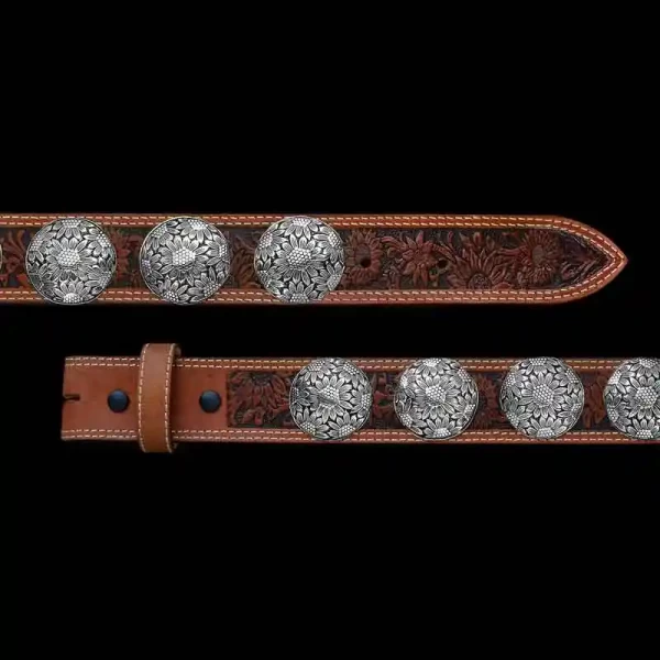 "Our Silver Birch Concho Leather Belt is crafted using 16 conchos of your choice on the belt style of your choice! You can customize and select the perfect design that represents your unique style. All of our Western belts are expertly crafted and do
